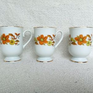 Autumn Song 3 Vintage Floral Porcelain Mugs